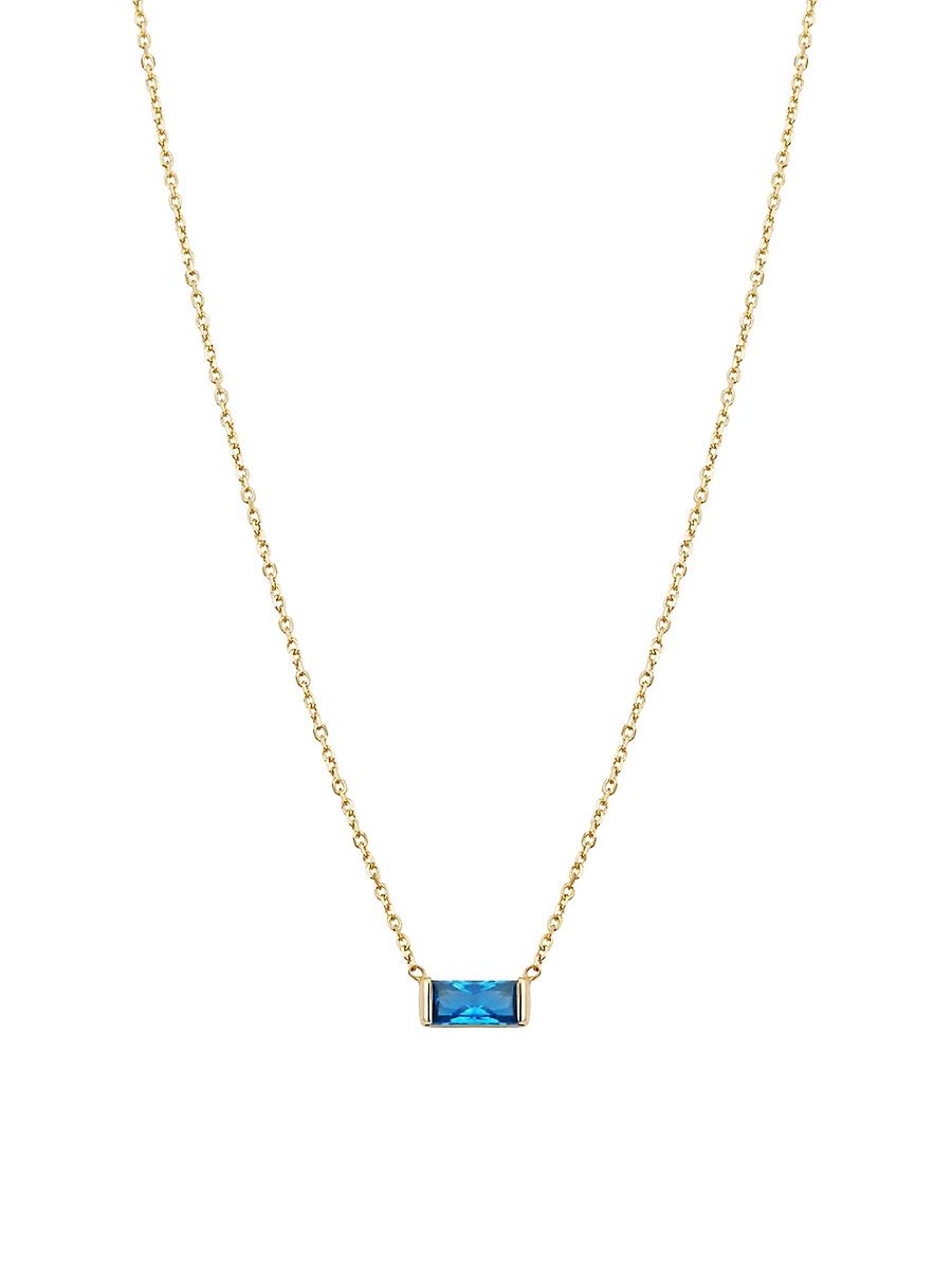 Womens 14K Yellow Solid Gold, Fresco Baguette Pendant Necklace Product Image