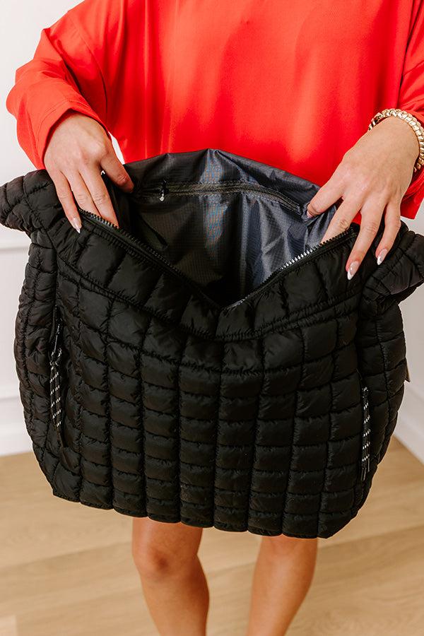 Leda Quilted Puffer Tote in Black Product Image