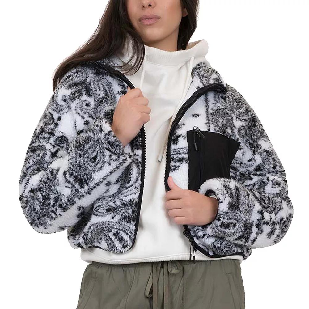 Juniors' Coffee Shop Paisley Sherpa Jacket, Women's, Size: Medium, White Product Image