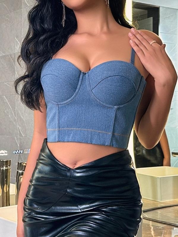 Vintage Denim Breasted Cami Top Product Image