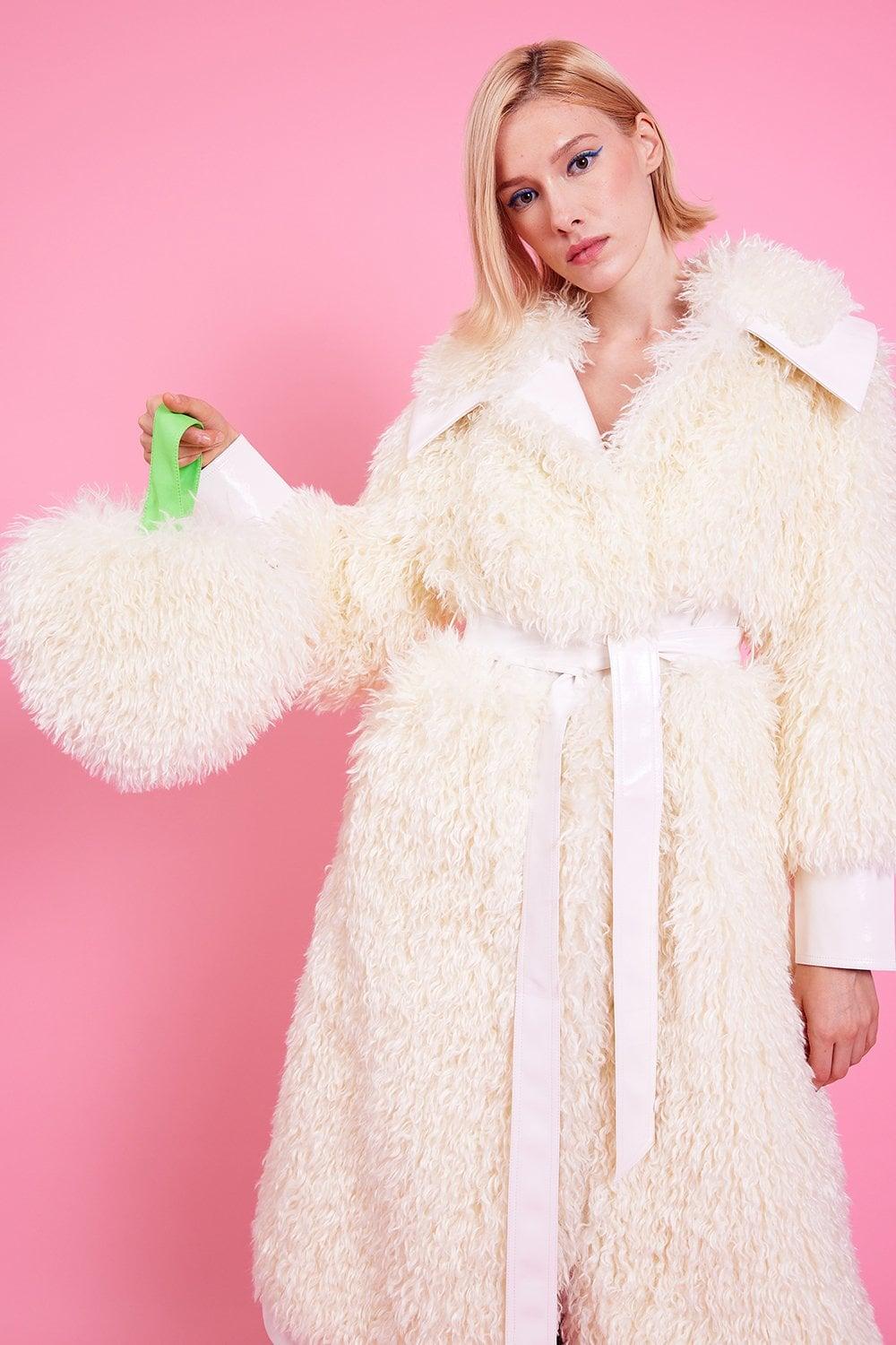 Knitted Faux Shearling Coat Product Image