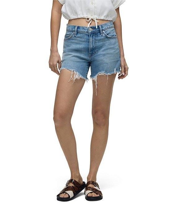Hudson Jeans Devon High-Rise Frayed Raw Hem Boyfriend Shorts Product Image