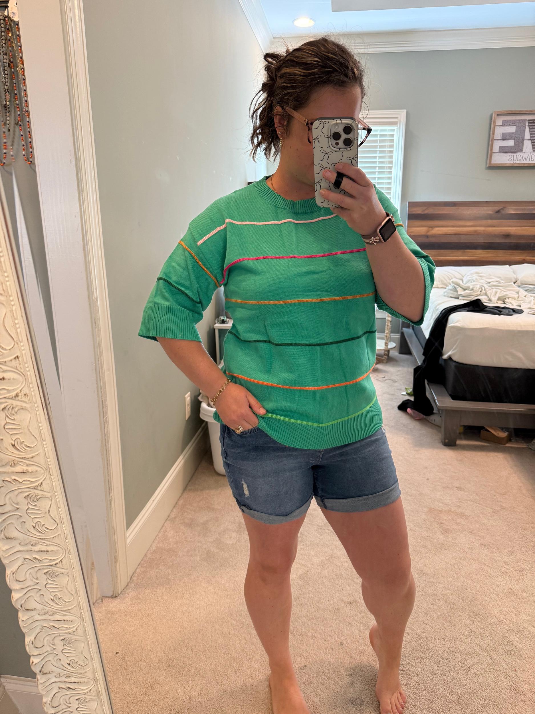 Quarter Sleeve Sweater- Pink Product Image