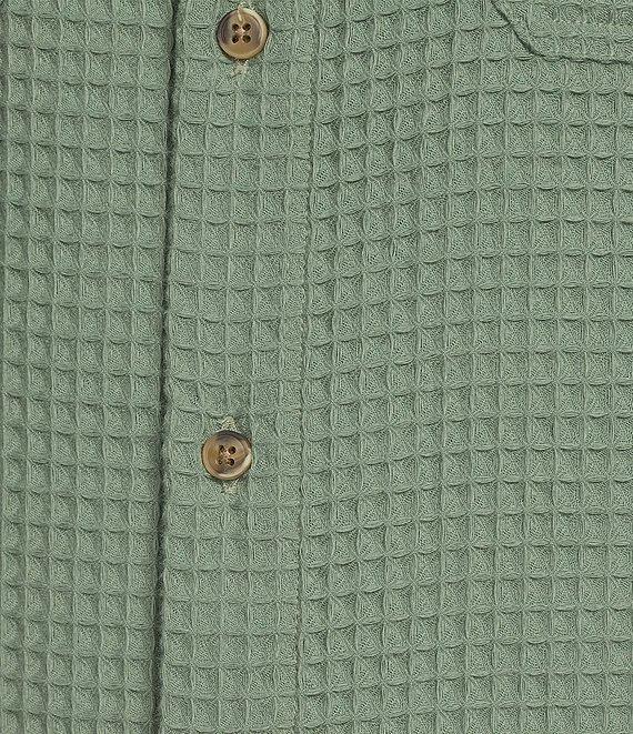 Rowm Big & Tall Long Sleeve Solid Waffle Button Front Shirt Product Image