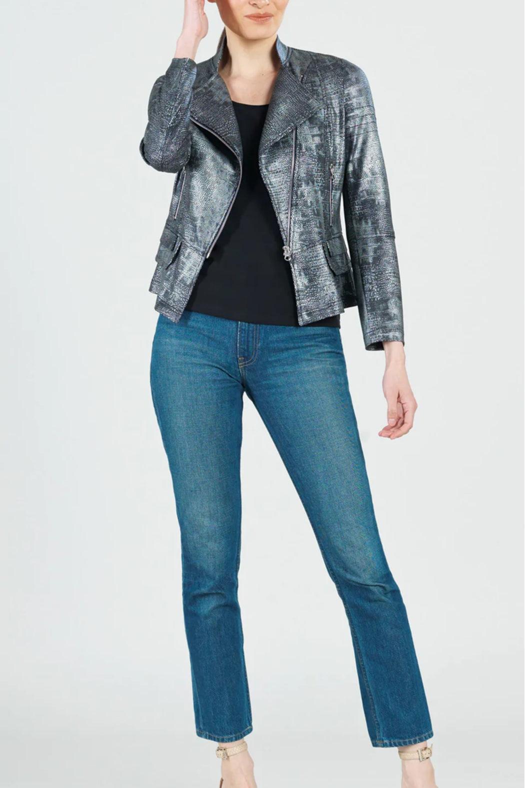 Gunmetal Shimmer Biker Jacket Product Image