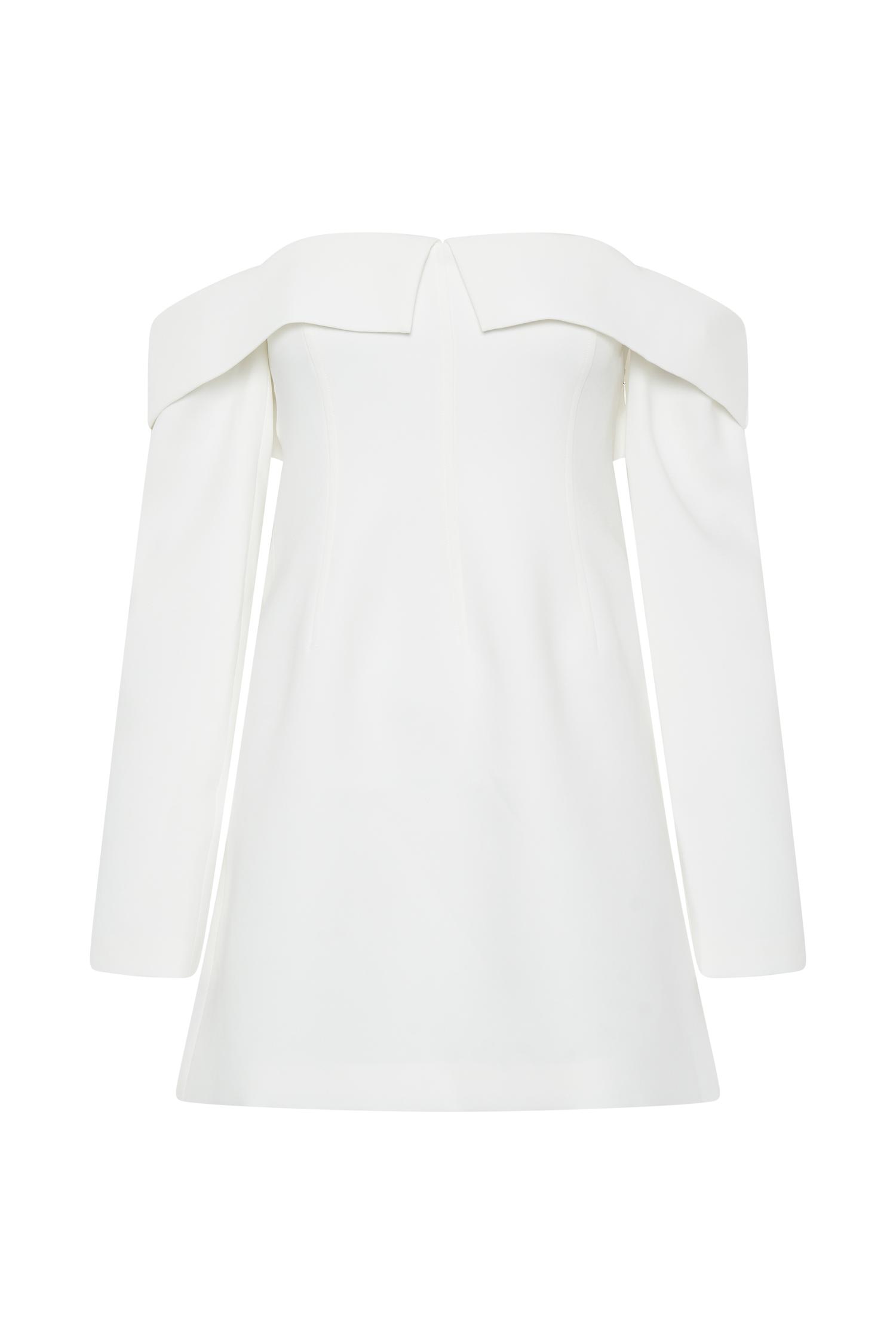 Hugo Suiting Off Shoulder Mini Dress - Ivory Product Image