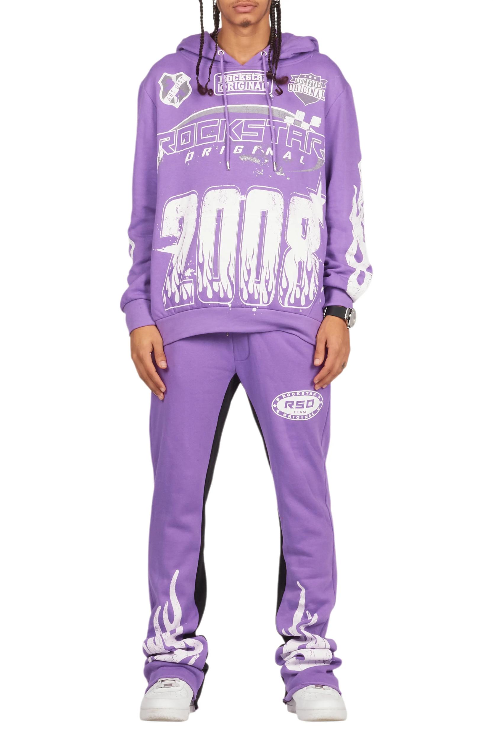 Amos Purple Hoodie/Baggy Track Pant Set Male Product Image
