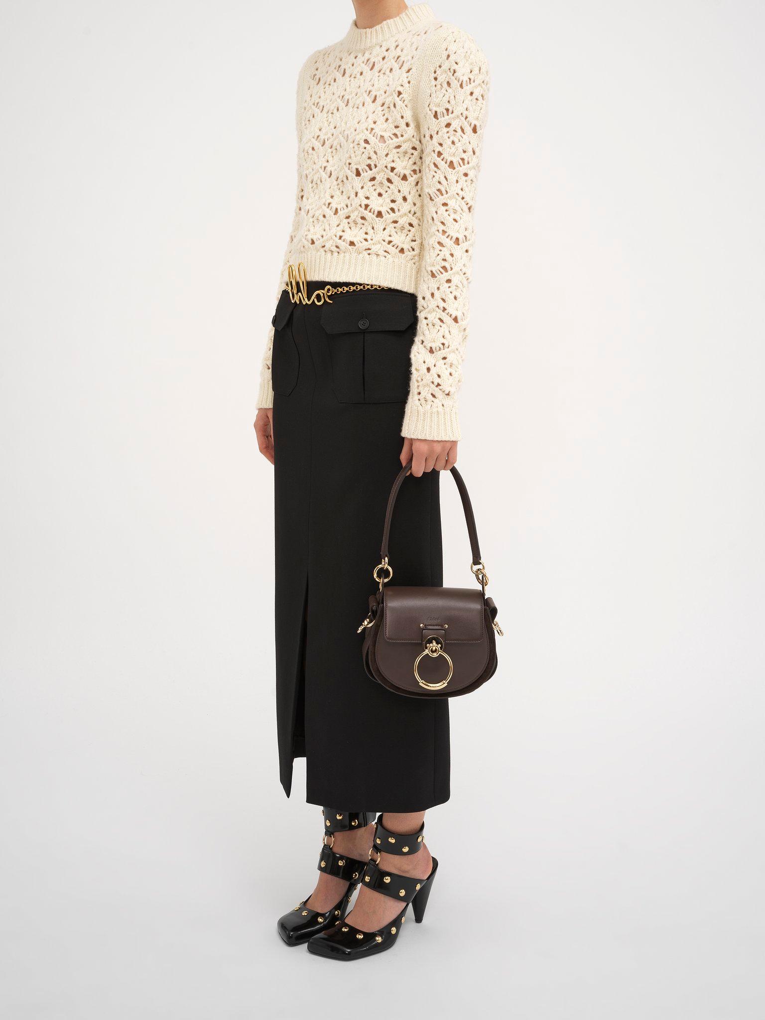 Small Tess bag in shiny & suede leather Product Image