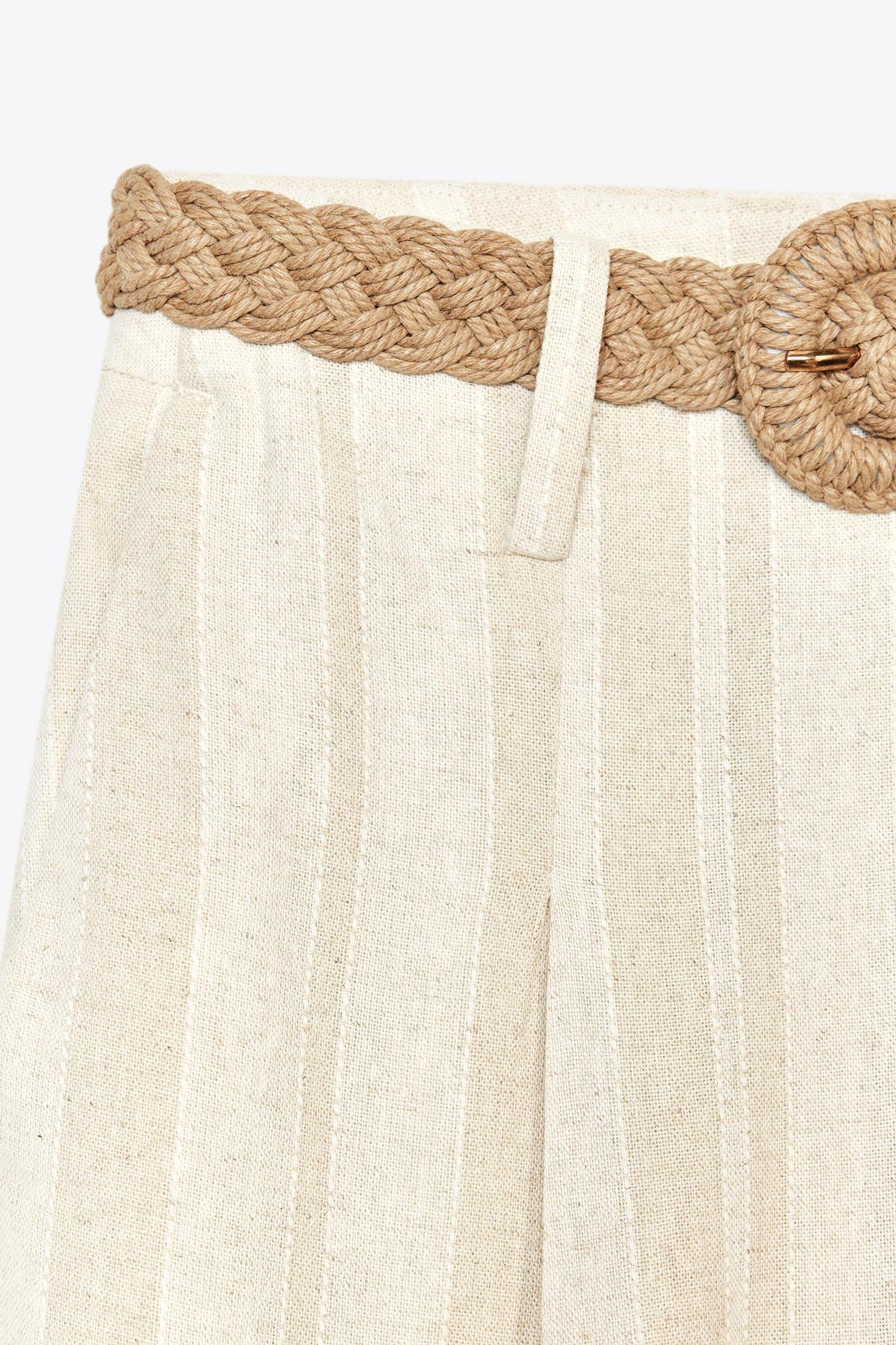 STRIPED WIDE LEG PANTS WITH BELT Product Image