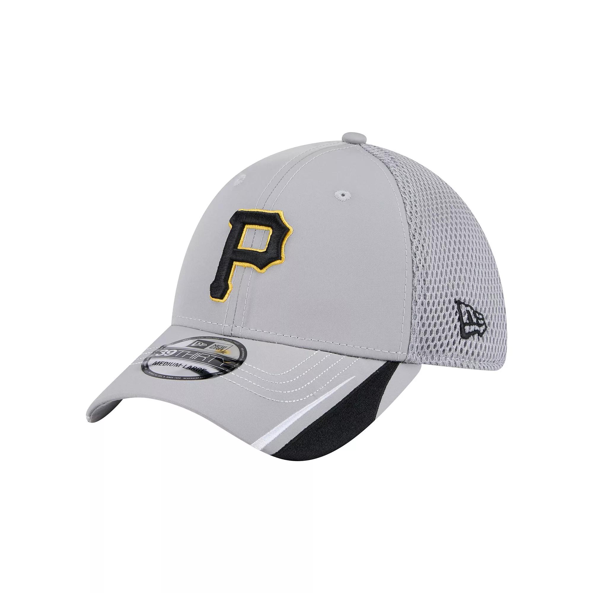 Men's New Era  Gray Pittsburgh Pirates Linear 39THIRTY Flex-Fit Hat, Size: Medium/Large, Grey Product Image