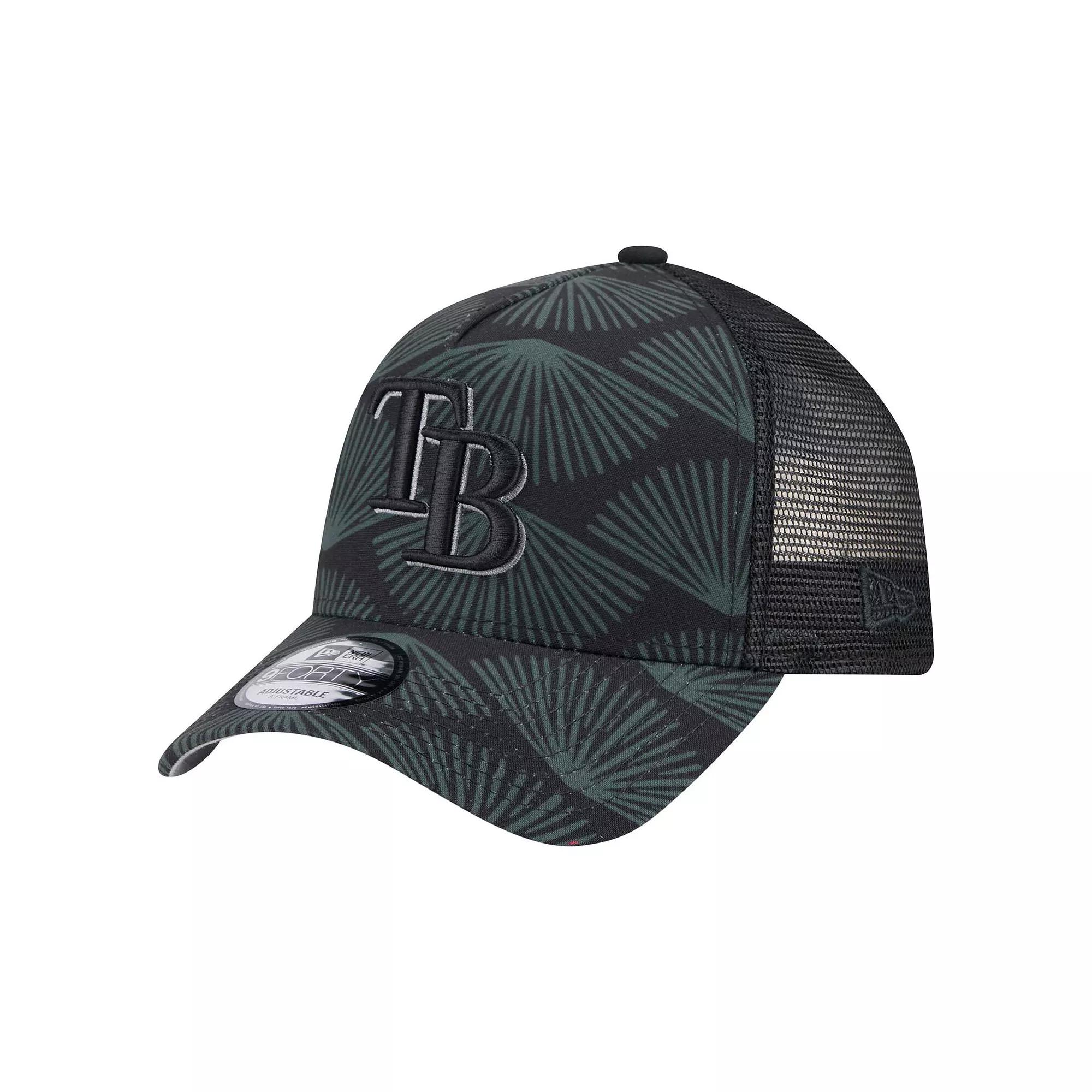 Men's New Era Black Tampa Bay Rays 9FORTY A-Frame Trucker Adjustable Hat Product Image