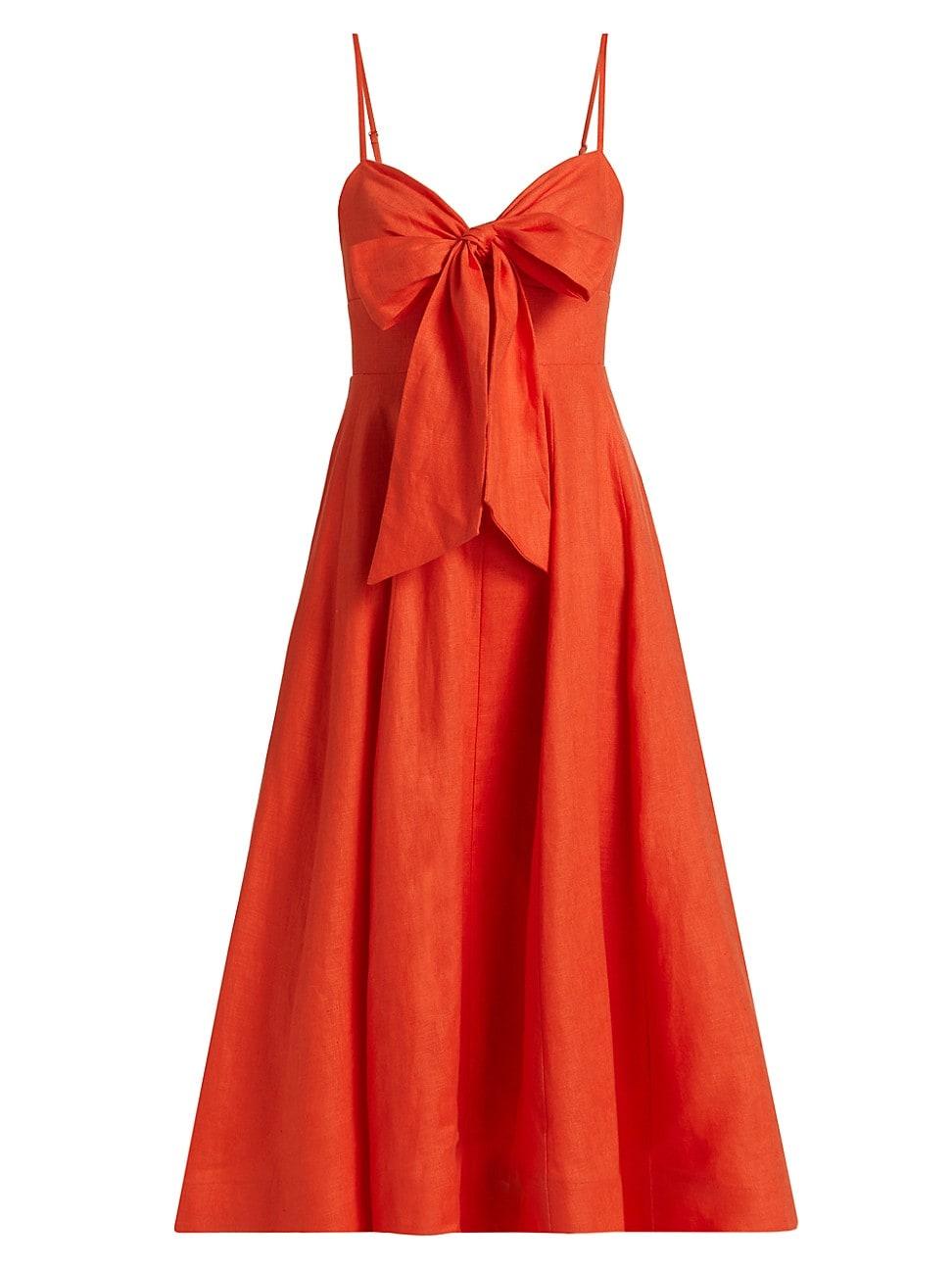 Womens Crush Linen Tie-Front Midi-Dress Product Image