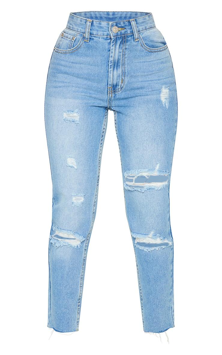 Petite Light Wash Ripped Skinny Jeans Product Image