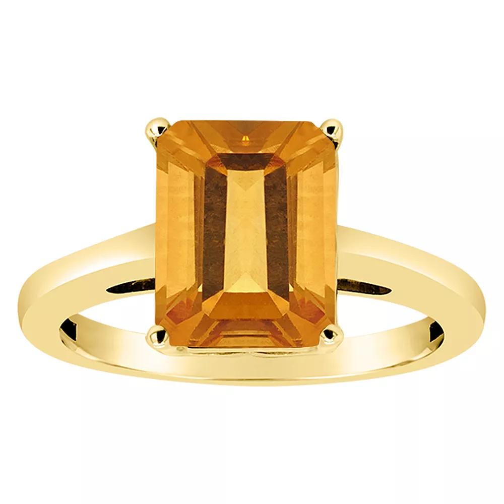 Alyson Layne 14k Gold Emerald Cut Citrine Solitaire Ring, Women's, Size: 8 Product Image