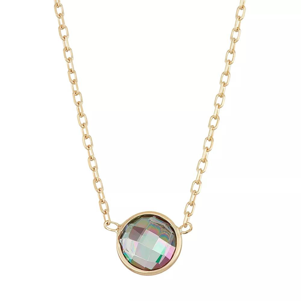 Designs by Gioelli 10k Gold Mystic Topaz Circle Pendant Necklace, Women's, Size: 17", Green Product Image