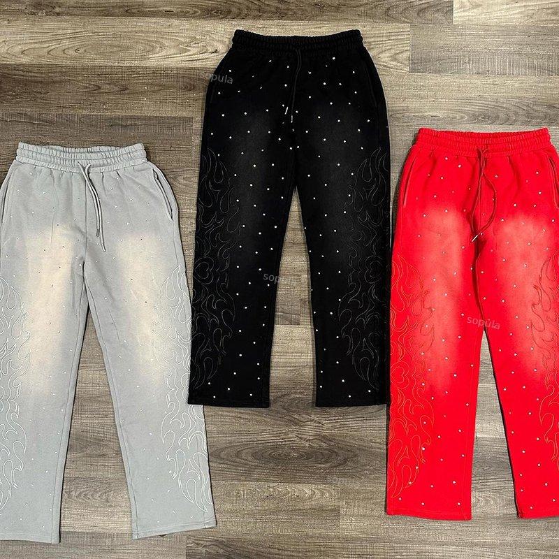 Vintage Polka Dots Fire Painted Flared Sweatpants Product Image