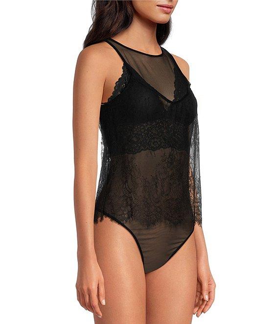 Gianni Bini Carmen Mesh Crew Neckline Sleeveless Bodysuit Product Image