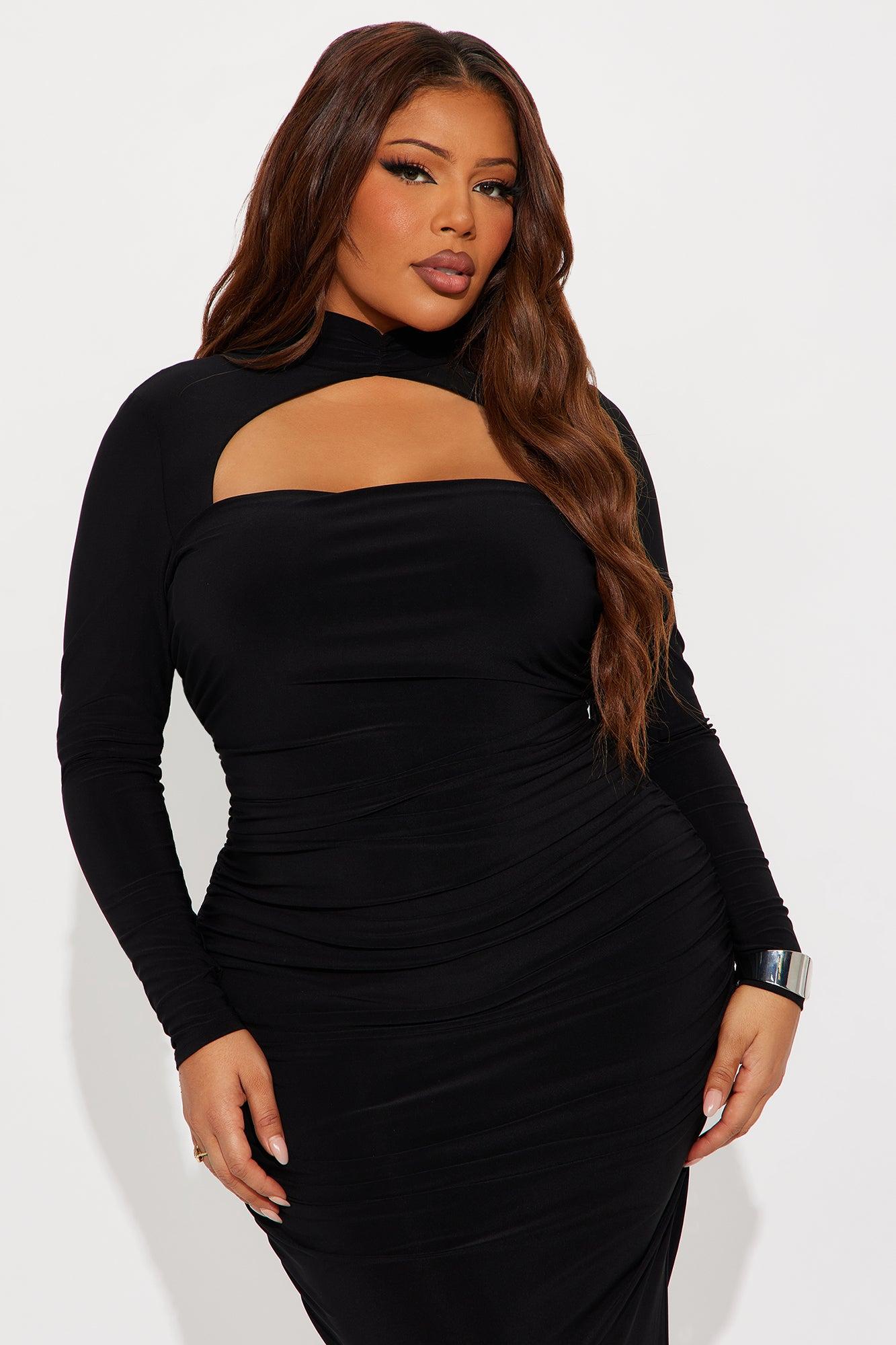 Rosemary Mock Neck Midi Dress - Black Female Product Image