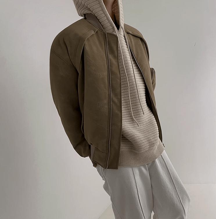 RT No. 10345 STRIPED KNITTED PULLOVER HOODIE Product Image