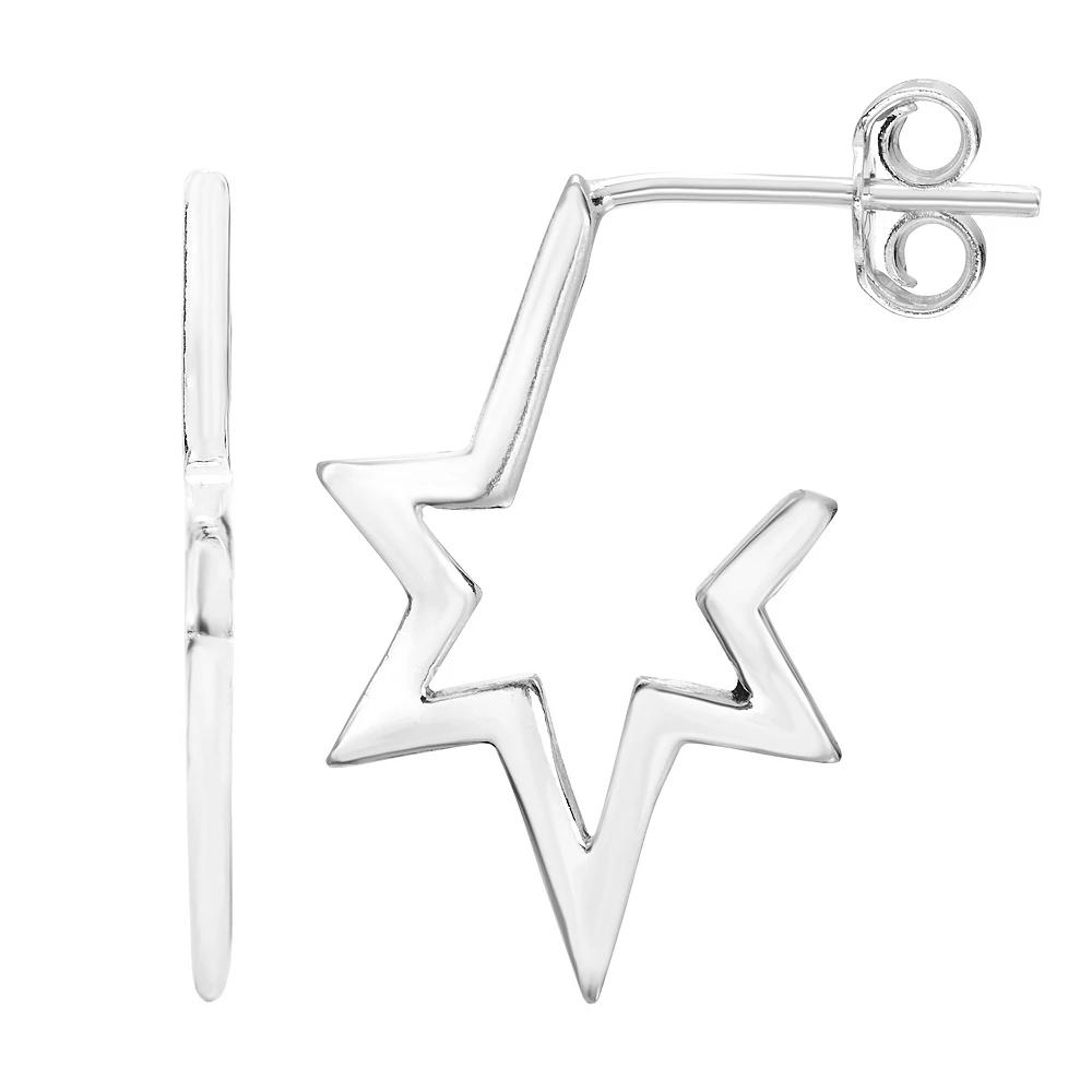 A&M Sterling Silver Half Star Earrings, Women's Product Image