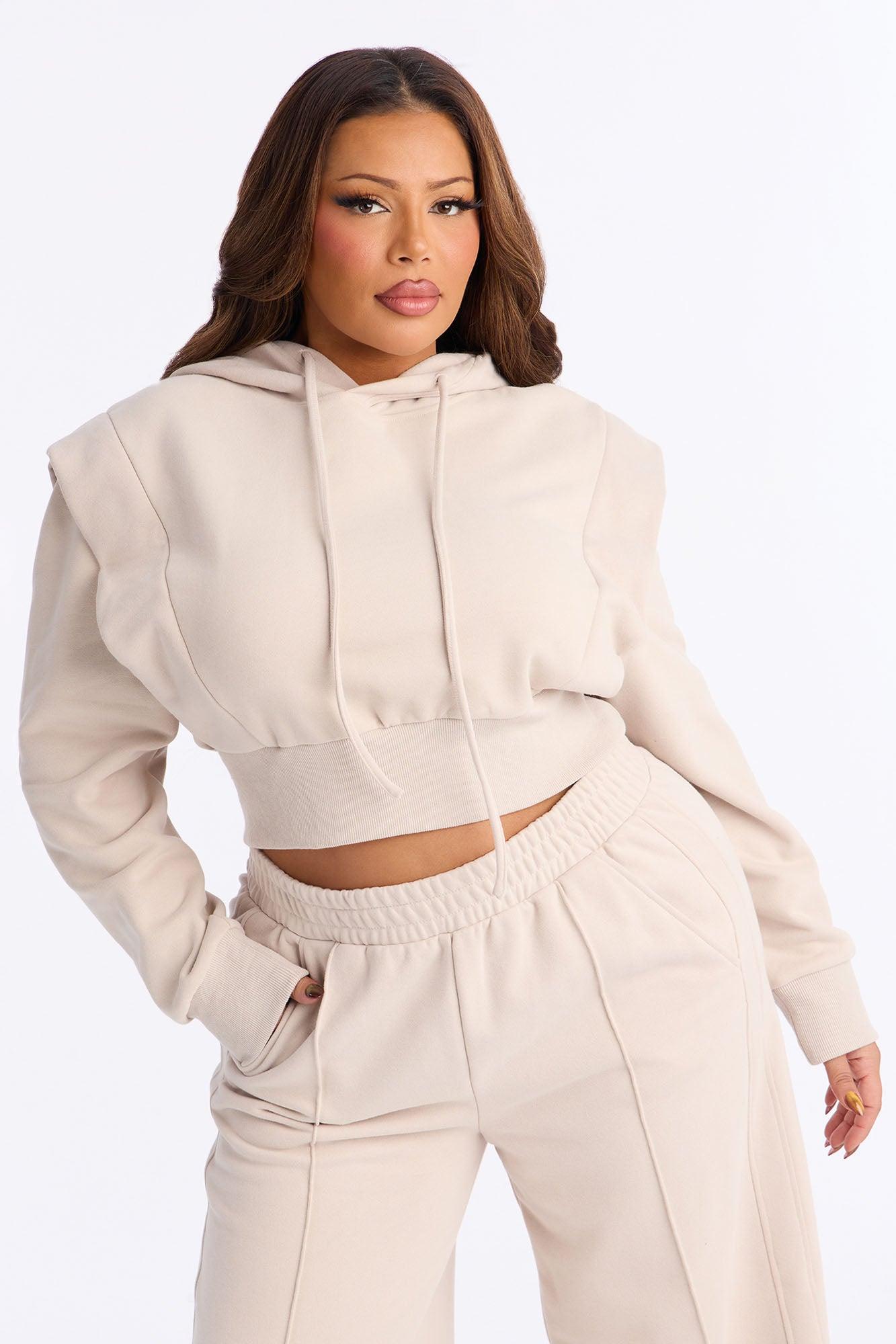 Classic Comfort Wide Leg Pant Set - Taupe Female Product Image