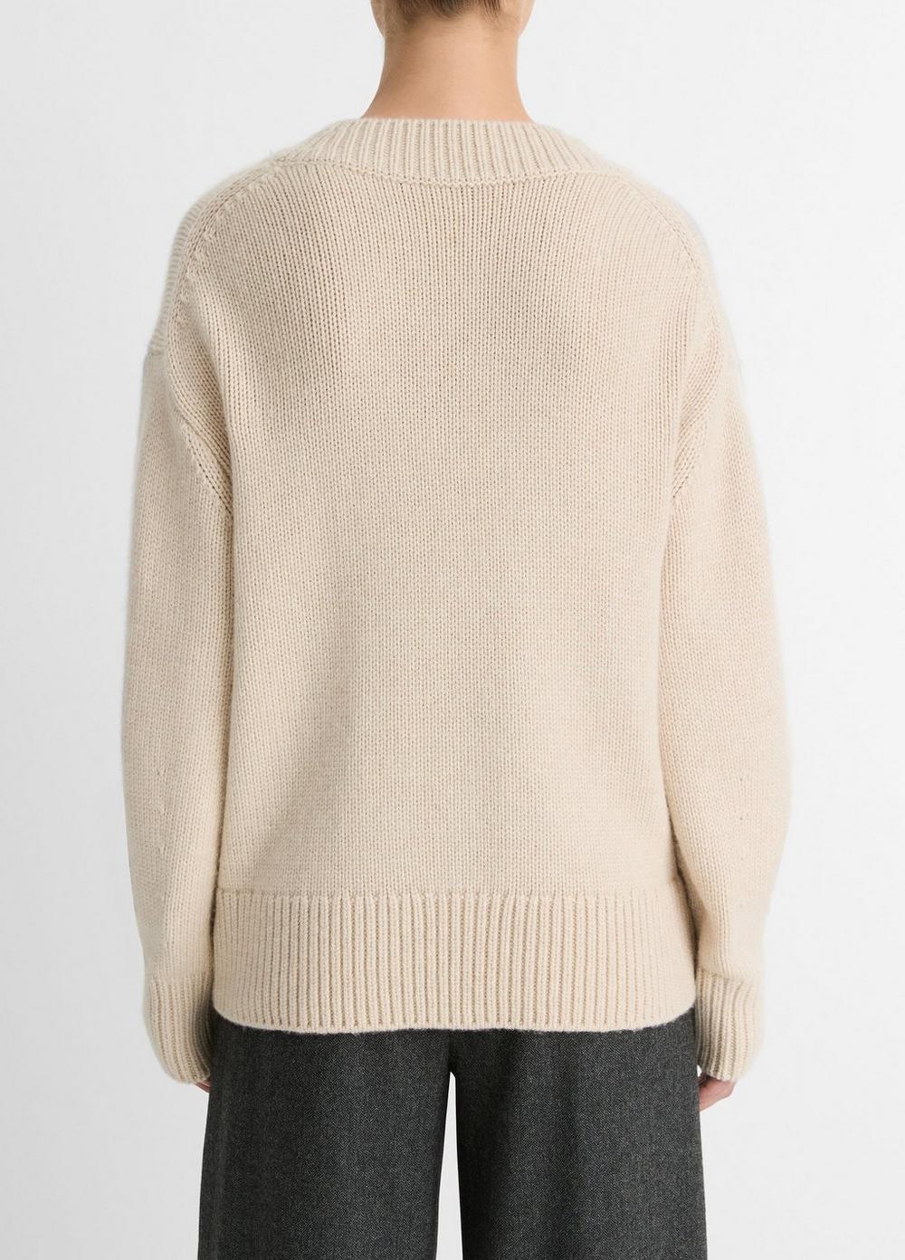 Wool and Cashmere Drop-Shoulder V-Neck Sweater Product Image