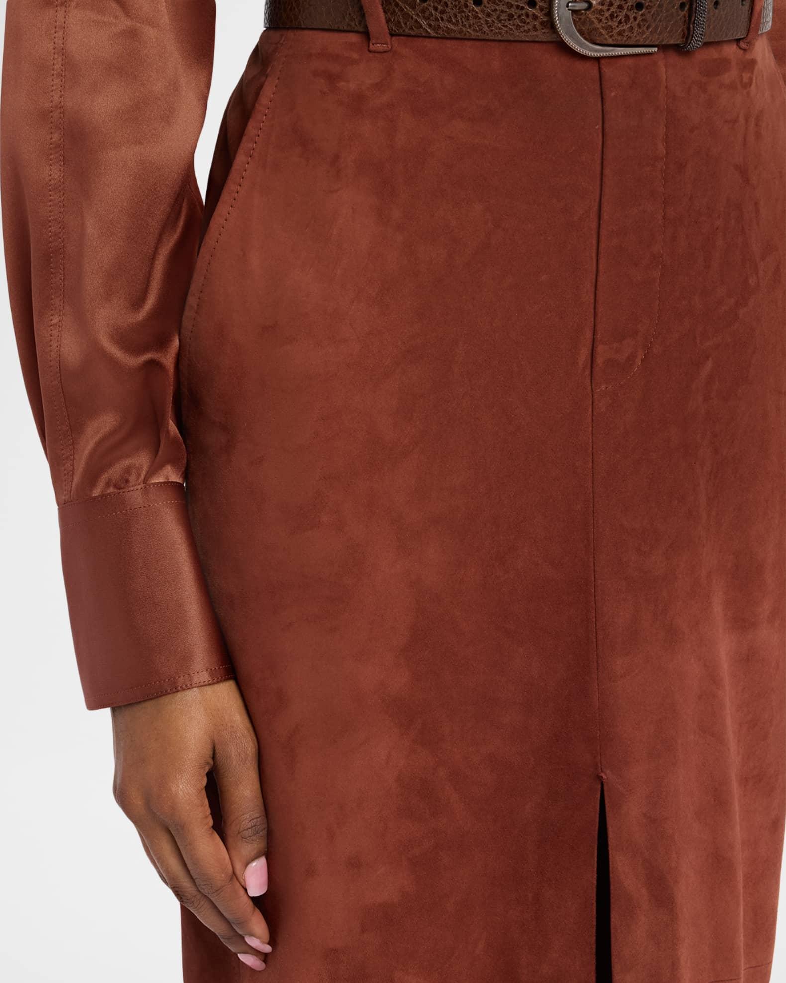 Suede Sartorial Skirt with Front Slit Product Image
