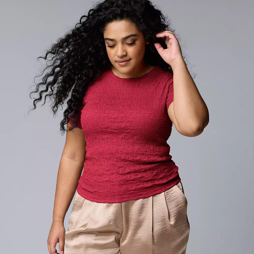 Plus Size Simply Vera Vera Wang Textured Tee, Women's, Size: 2XL, Vera Blue Product Image