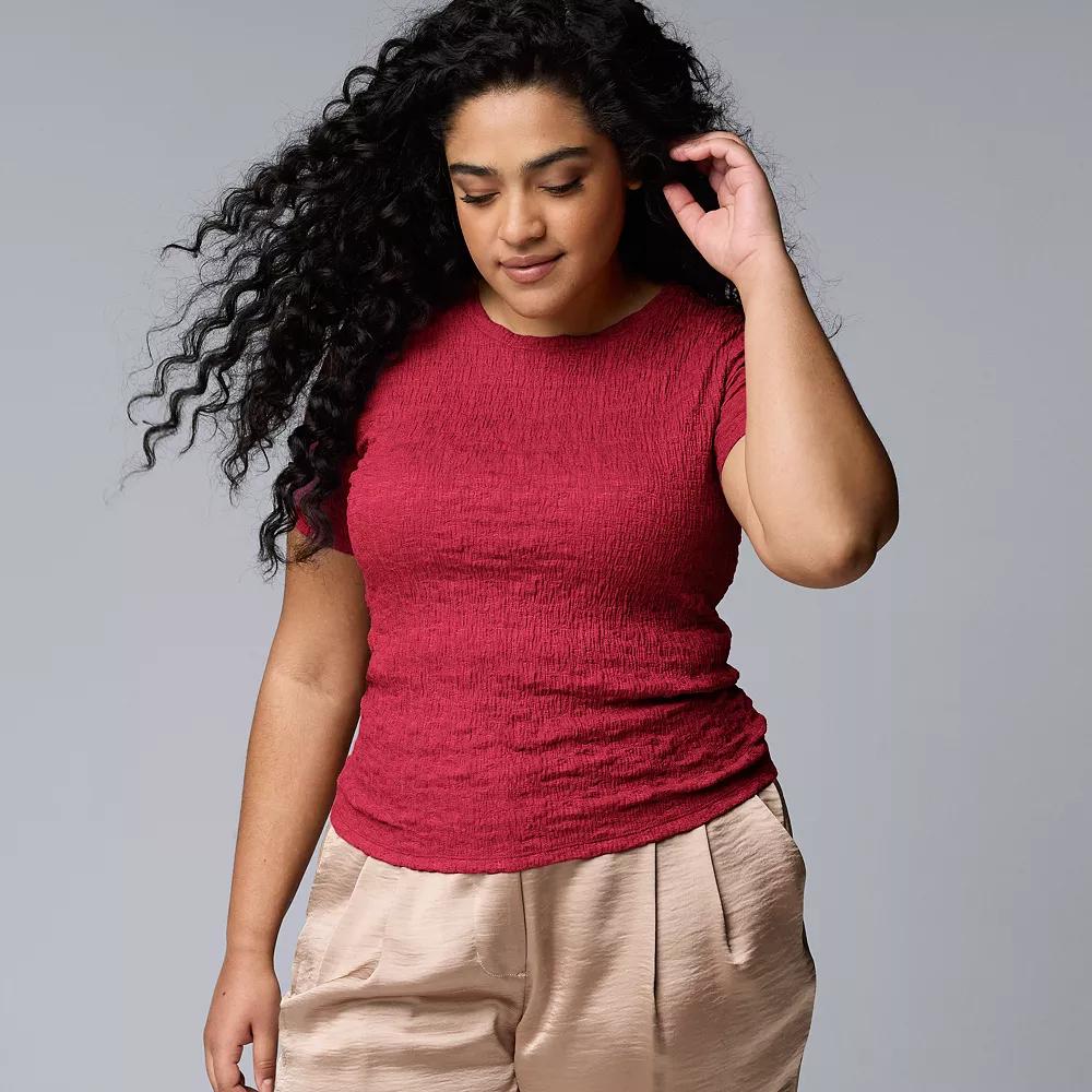 Plus Size Simply Vera Vera Wang Textured Tee, Women's, Size: 2XL, Vera Blue Product Image