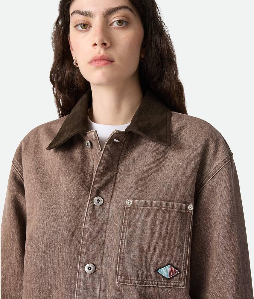 Women's Brown Denim Jacket in Brown Product Image
