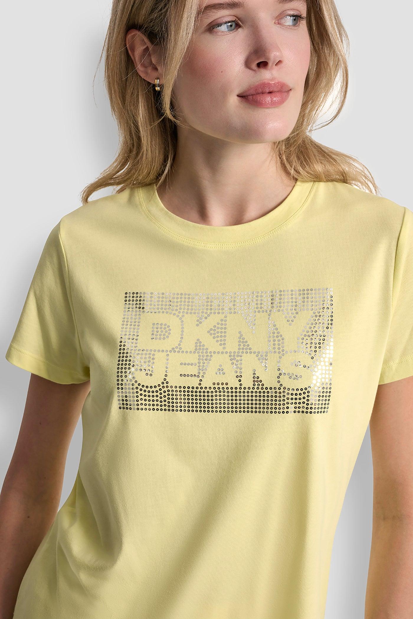 DKNY JEANS STACK LOGO RHINESTONE TEE Product Image
