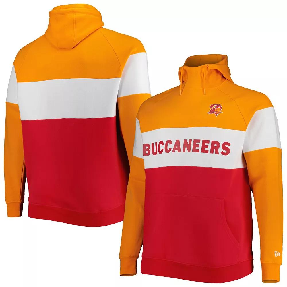 Men's New Era Red Tampa Bay Buccaneers Big & Tall Throwback Colorblock Raglan Pullover Hoodie, Size: 3XLT Product Image