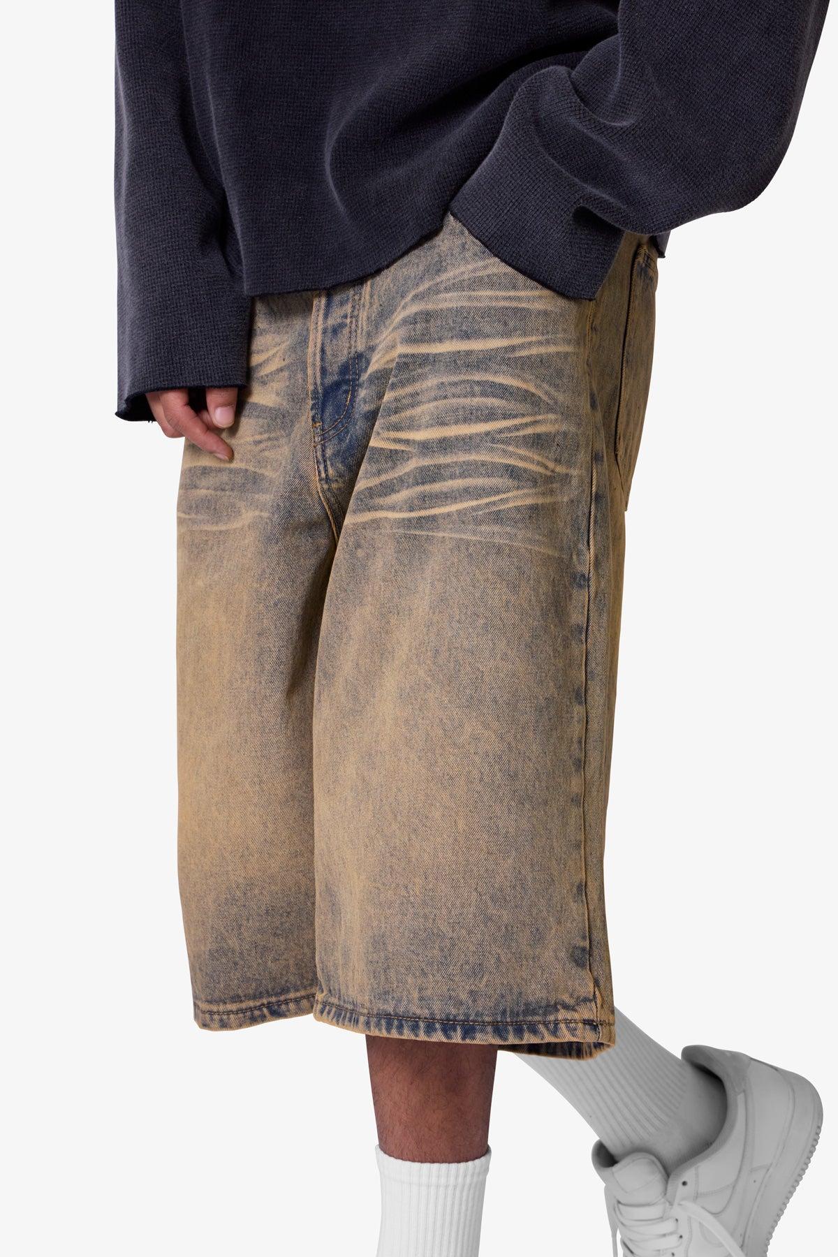 Baggy Dust Stone Denim Shorts - Vintage Blue Product Image