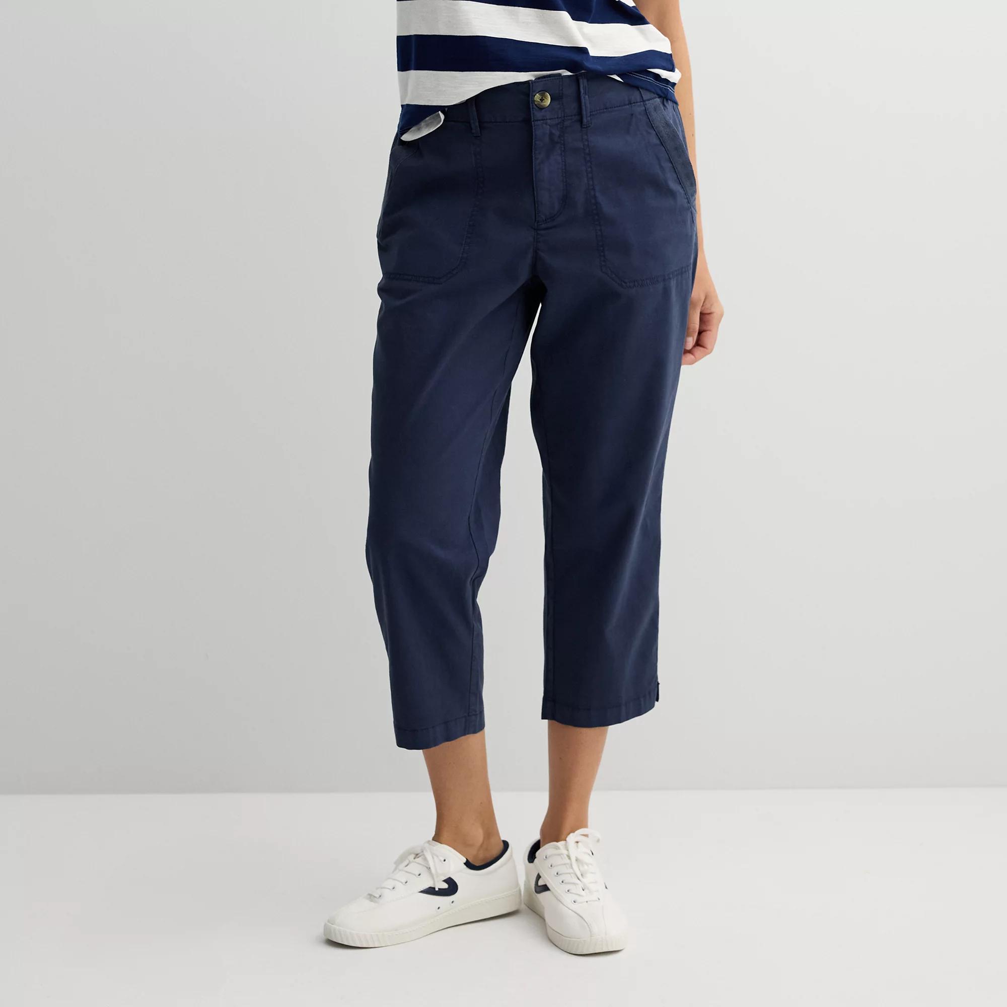 Petite Sonoma Goods For Life® Utility Capri Pants, Women's, Size: Small Petite, Pledge Blue Product Image