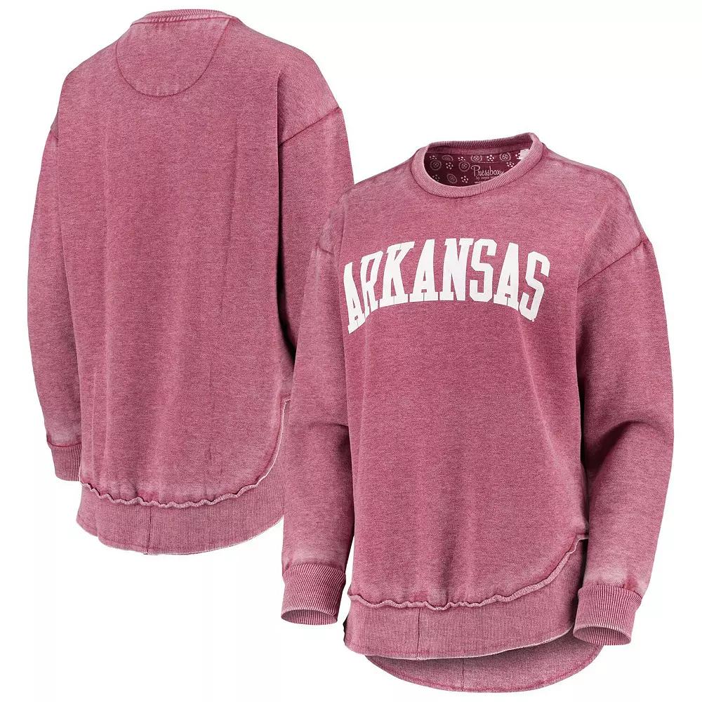 Women's Pressbox Cardinal Arkansas Razorbacks Vintage Wash Pullover Sweatshirt,  Product Image
