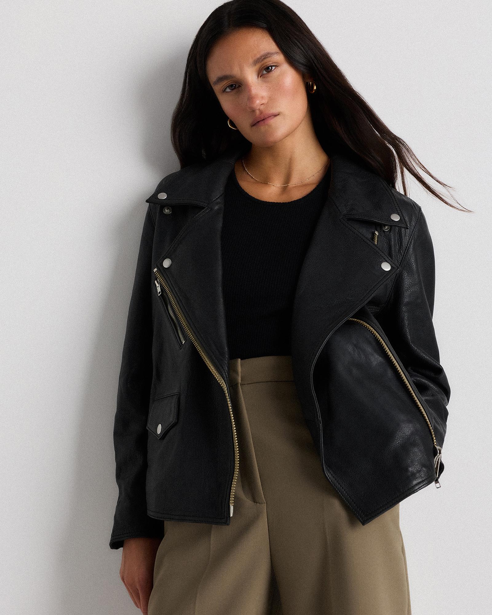 Quince | Women's Oversized Biker Jacket Leather Product Image