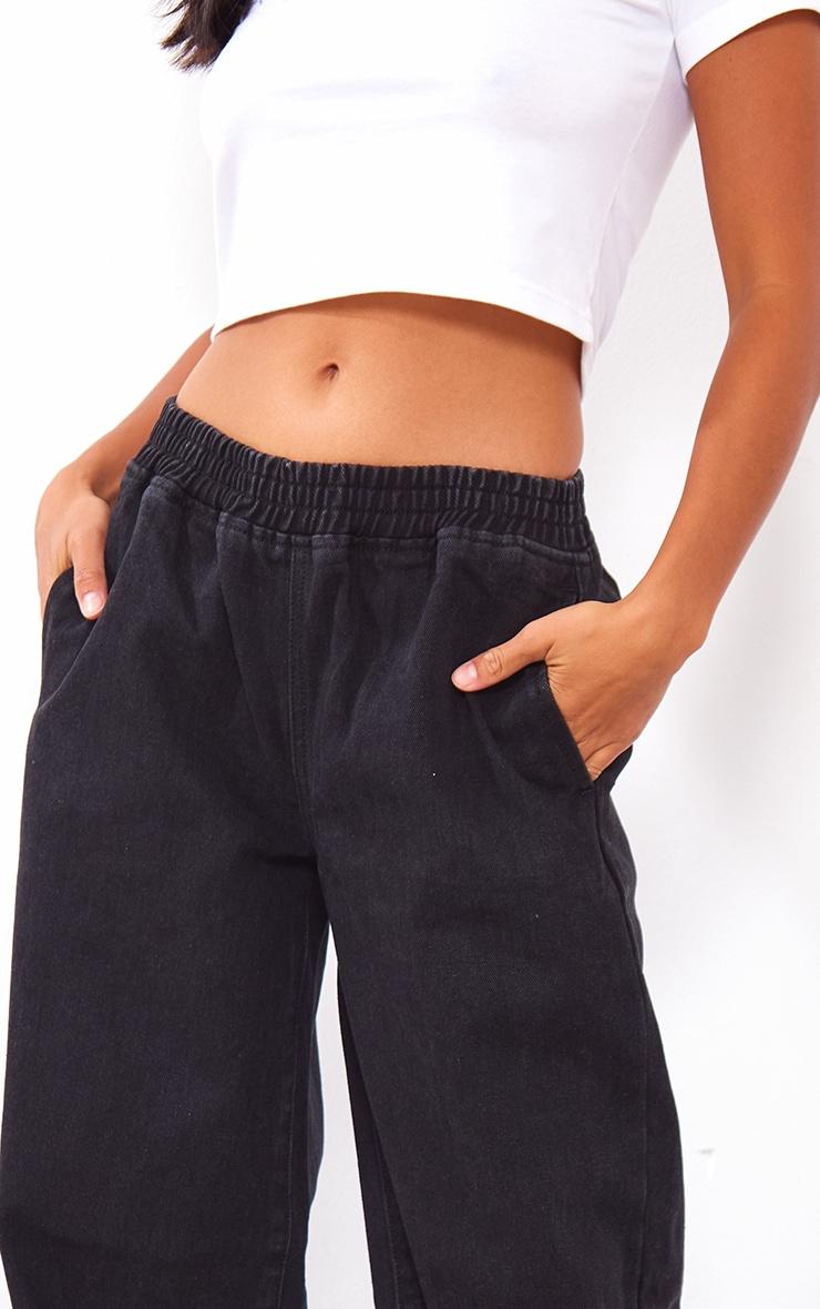 Petite Black Elasticated Wide Leg Jeans Product Image