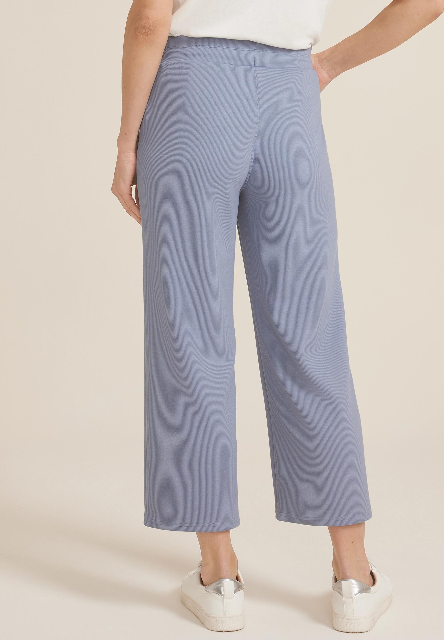 Ribbed Scuba Knit High Rise Wide Leg Cropped Pant Product Image