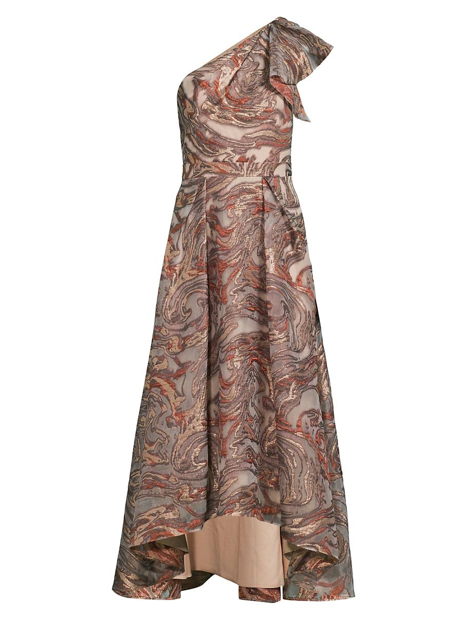 Womens Jacquard One-Shoulder Maxi Dress Product Image