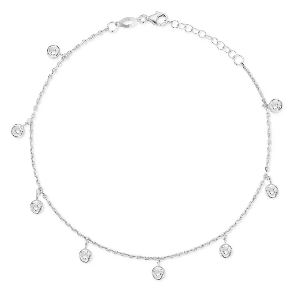Sunkissed Sterling Silver Over Cubic Zirconia Anklet, Women's, Size: 10", Silver Tone Product Image