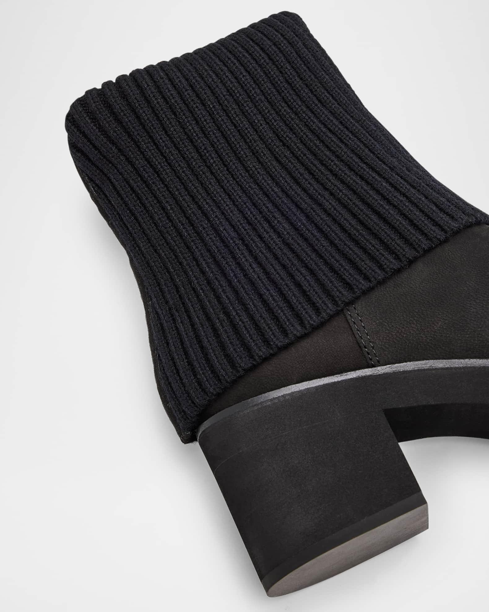 Knit Nubuck Leather Platform Ankle Booties Product Image