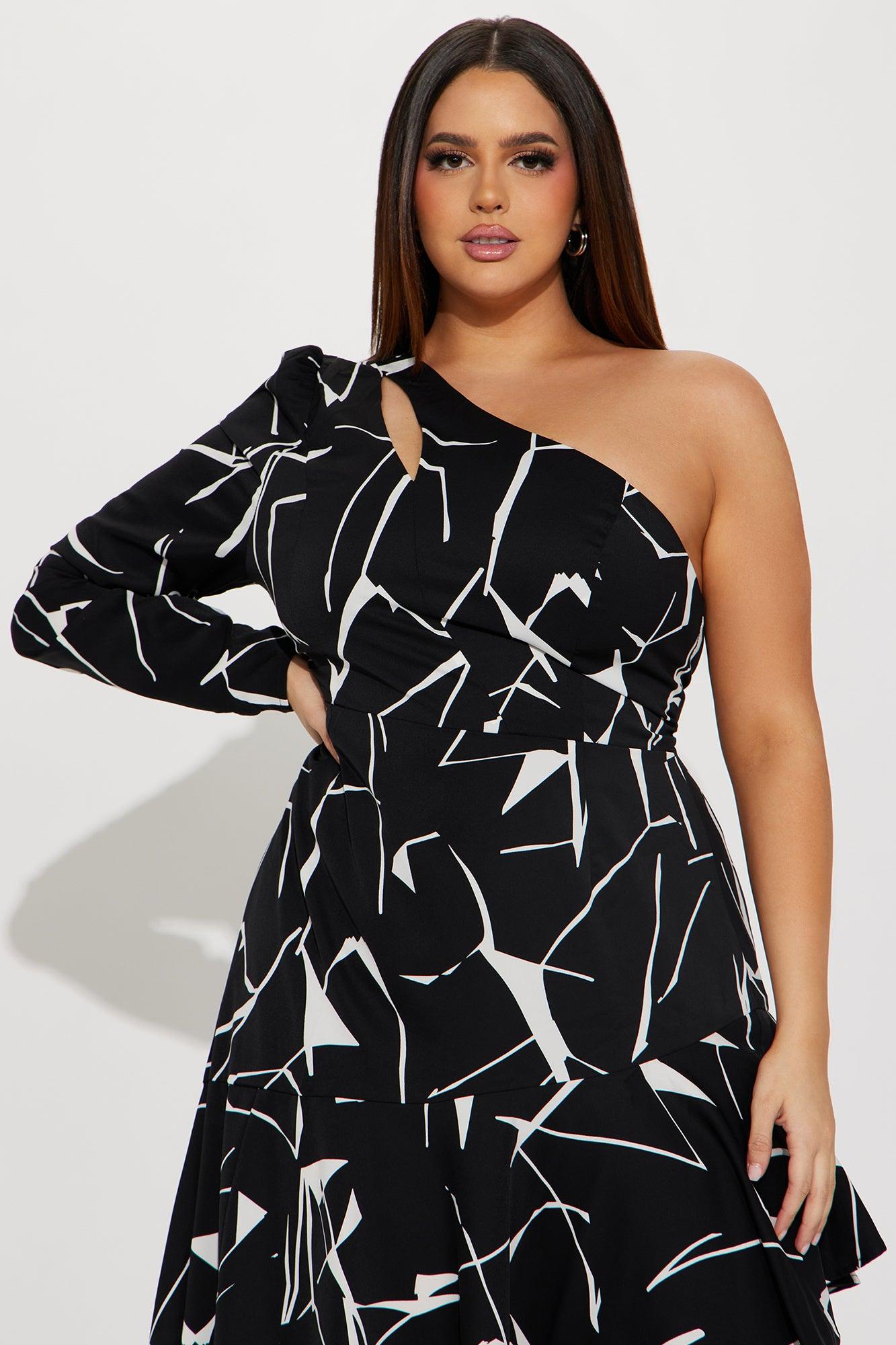 Briella One Shoulder Maxi Dress - Black Product Image