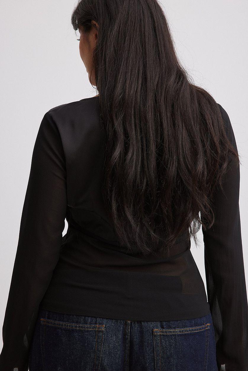 Chiffon Top with Satin Detail Product Image