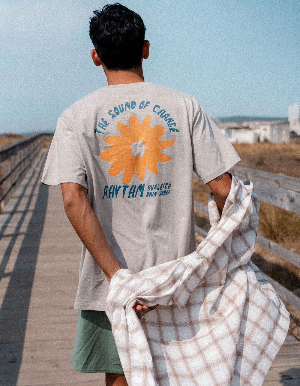 RHYTHM Down Under Slub Mens Tee - STONE Product Image