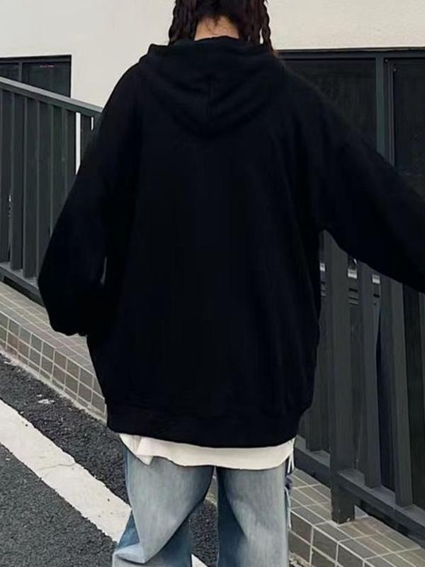 Cross Skeleton Print Oversized Hoodie Product Image