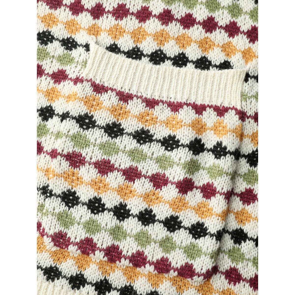 Plus Size Colorful Dots Open-Front Pockets Knit Cardigan Ivory Women Playful Loose Long Sleeve Casual Cardigans BloomChic 14-16/1X Product Image