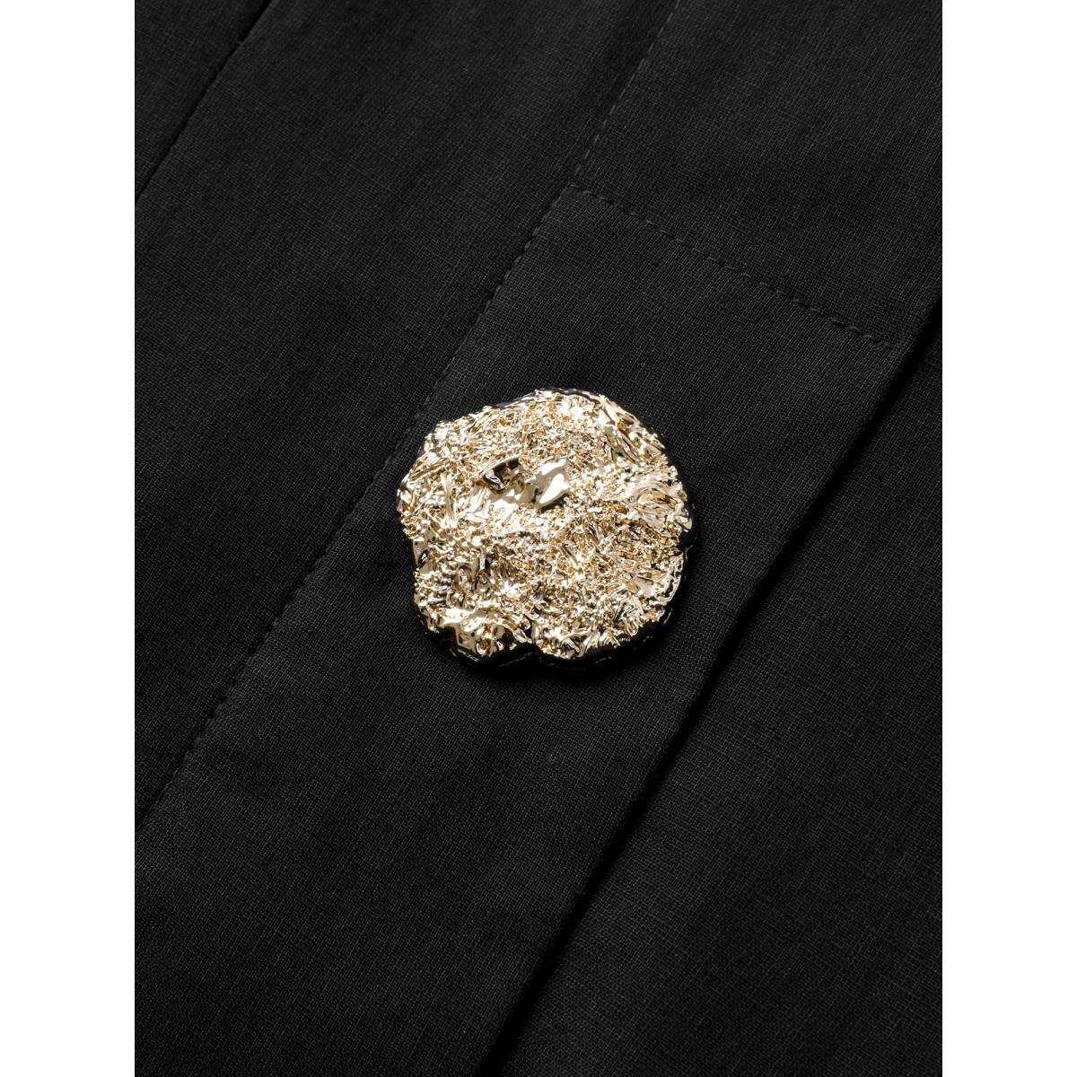 Plus Size Deep V-Neck Decorative Button Midi Dress Black Women Overlap Collar Short sleeve Curvy BloomChic 18-20/2X Product Image