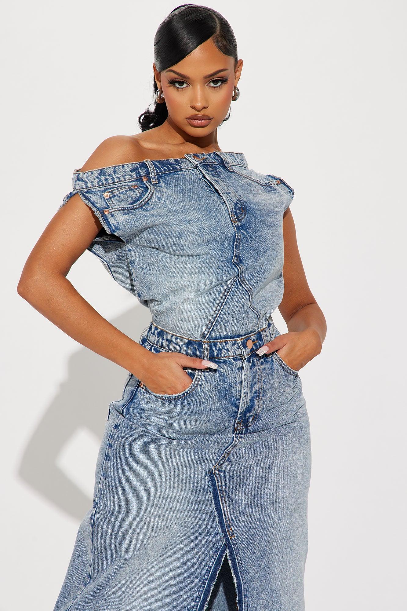 Demi Denim Maxi Dress - Medium Wash Product Image