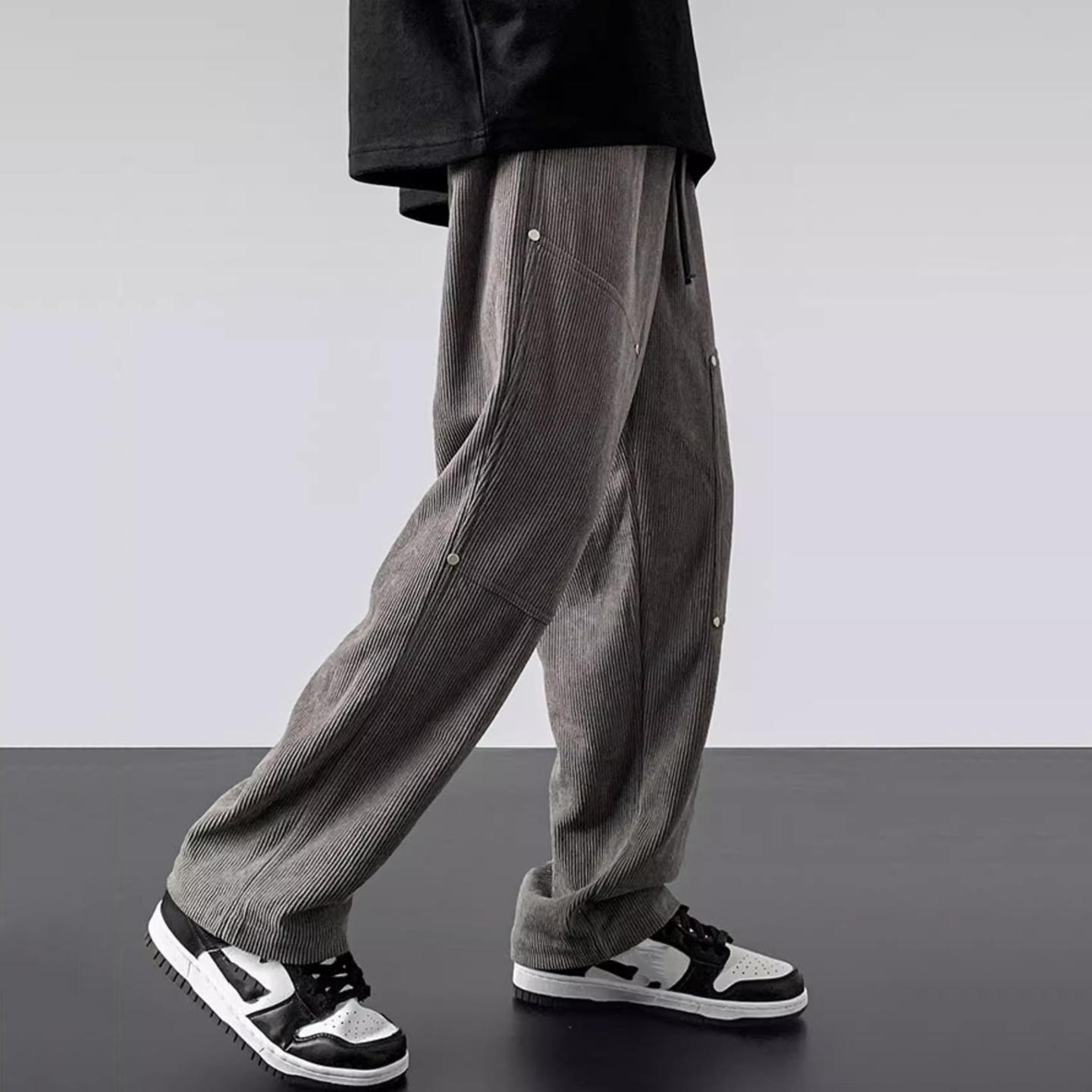 American Retro Trendy Corduroy Rivet Pants Product Image