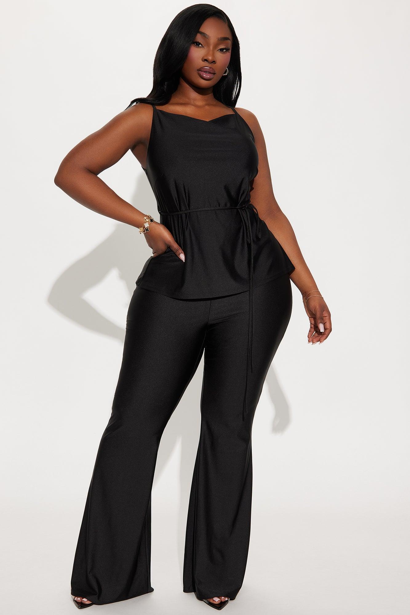 Emma Satin Pant Set - Black Product Image